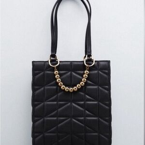 Zara quilted shopper tote bag